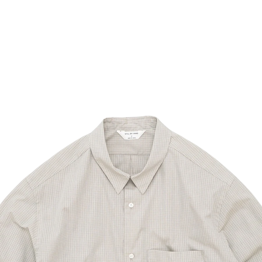 Still By Hand - Regular Collar Shirt - Grey Check Skjorte STILL BY HAND 