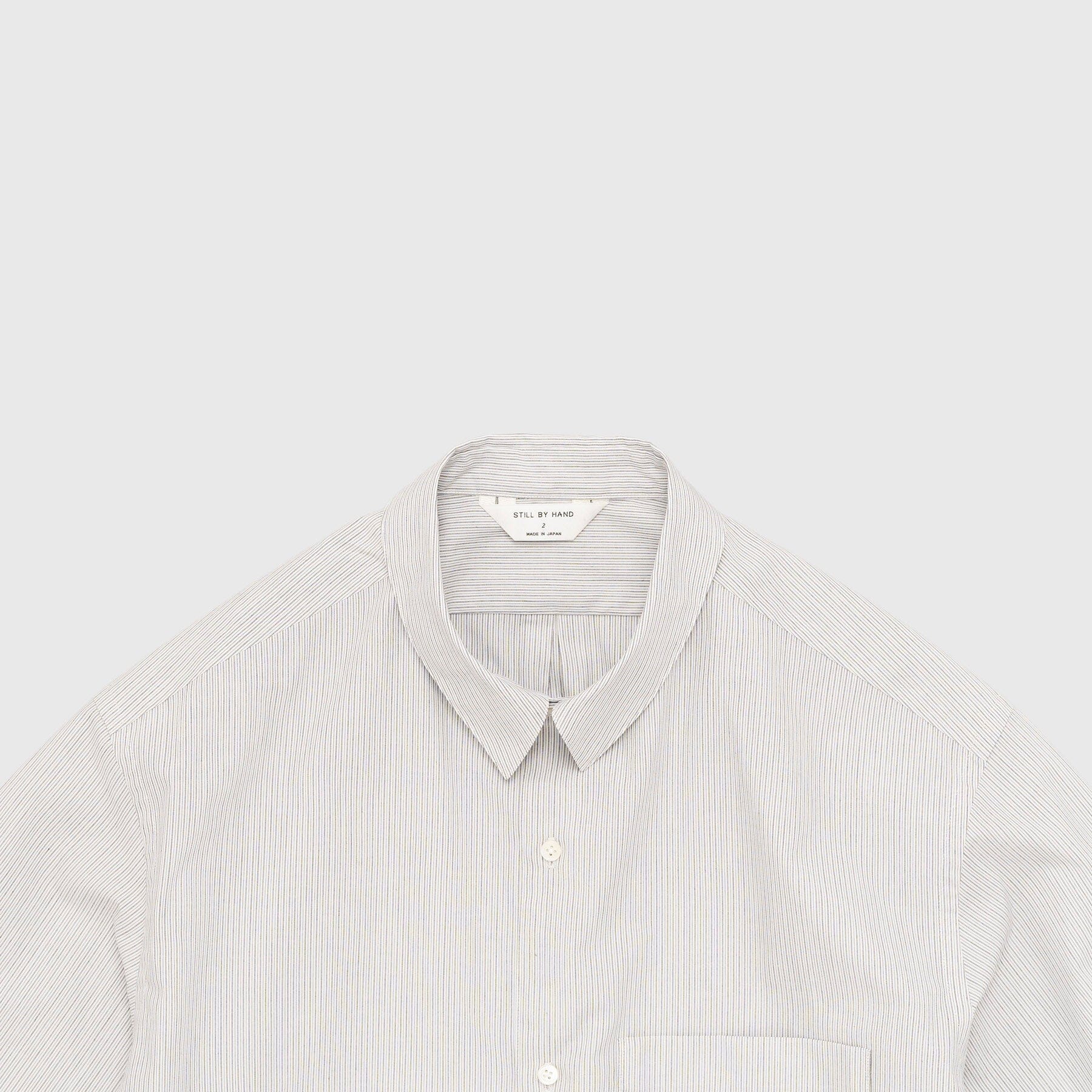Still by Hand Regular Collar Shirt - Grey Stripe Shirt Still By Hand 
