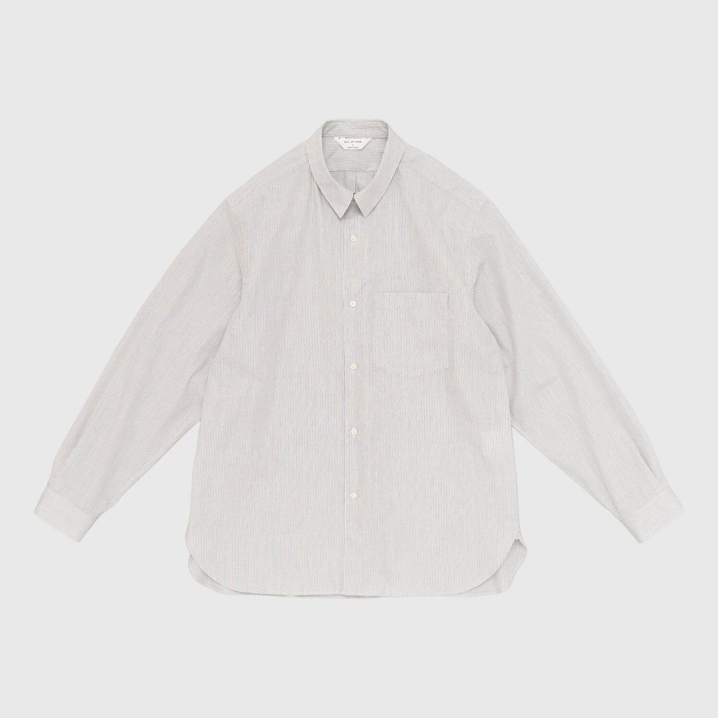 Still by Hand Regular Collar Shirt - Grey Stripe Shirt Still By Hand 