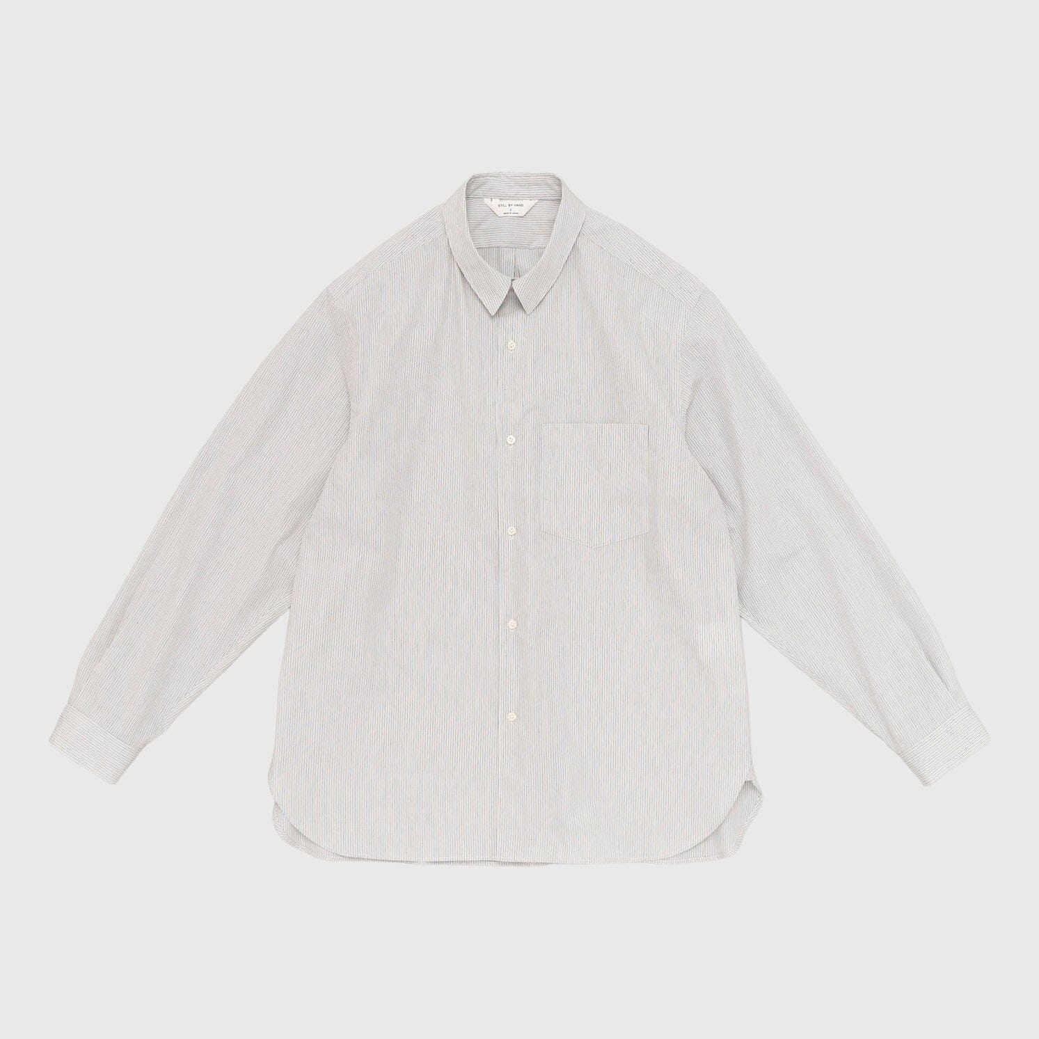 Still by Hand Regular Collar Shirt - Grey Stripe Shirt Still By Hand 