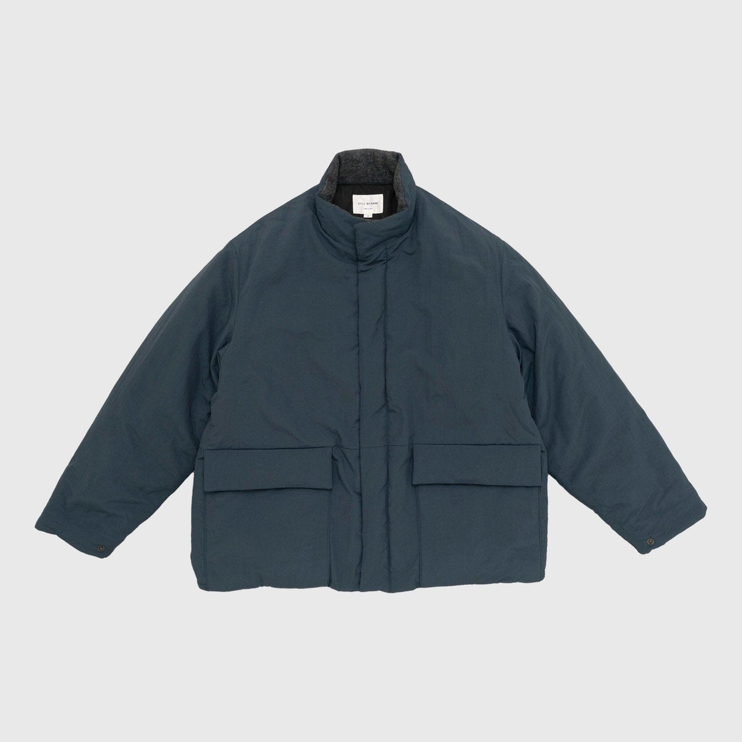 Still by Hand Round Puffy Blouson - Teal Blue Jacket Still By Hand 