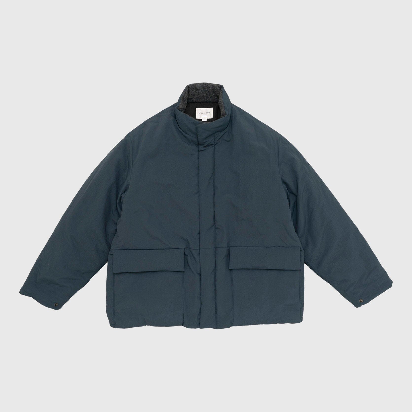 Still by Hand Round Puffy Blouson - Teal Blue Jacket Still By Hand 