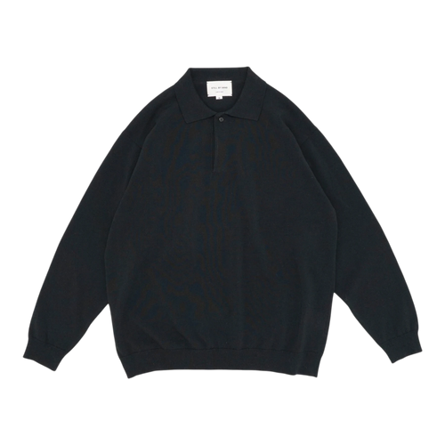 Still By Hand - Silk Mixed Knitted Polo - Ink Black STILL BY HAND 