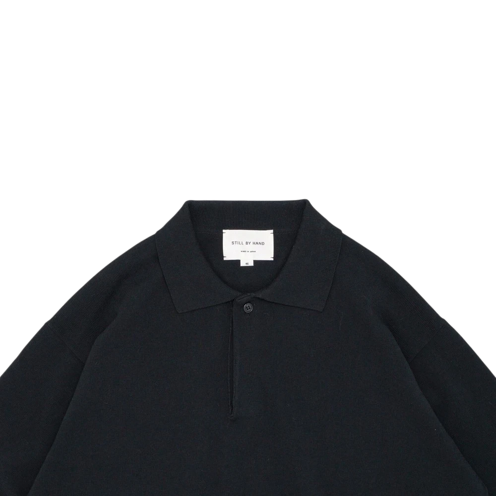 Still By Hand - Silk Mixed Knitted Polo - Ink Black STILL BY HAND 