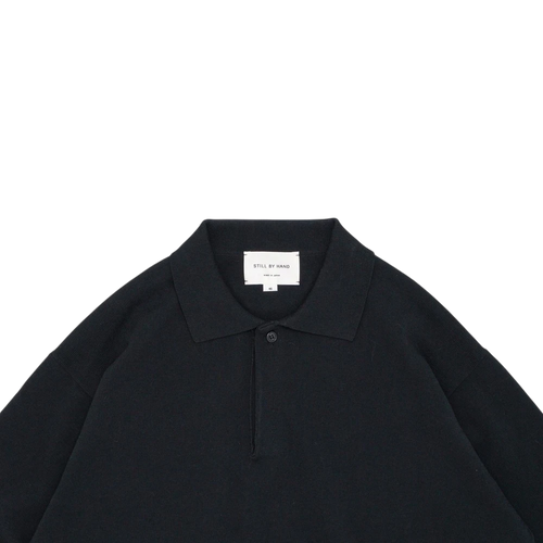 Still By Hand - Silk Mixed Knitted Polo - Ink Black STILL BY HAND 