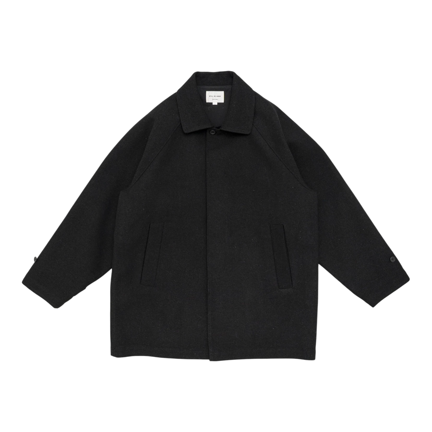 Still By Hand - Silk Mixed Wool Coat - Black Jakke STILL BY HAND 