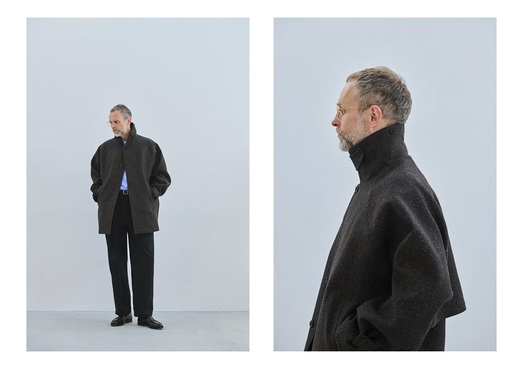 Still By Hand - Silk Mixed Wool Coat - Black Jakke STILL BY HAND 