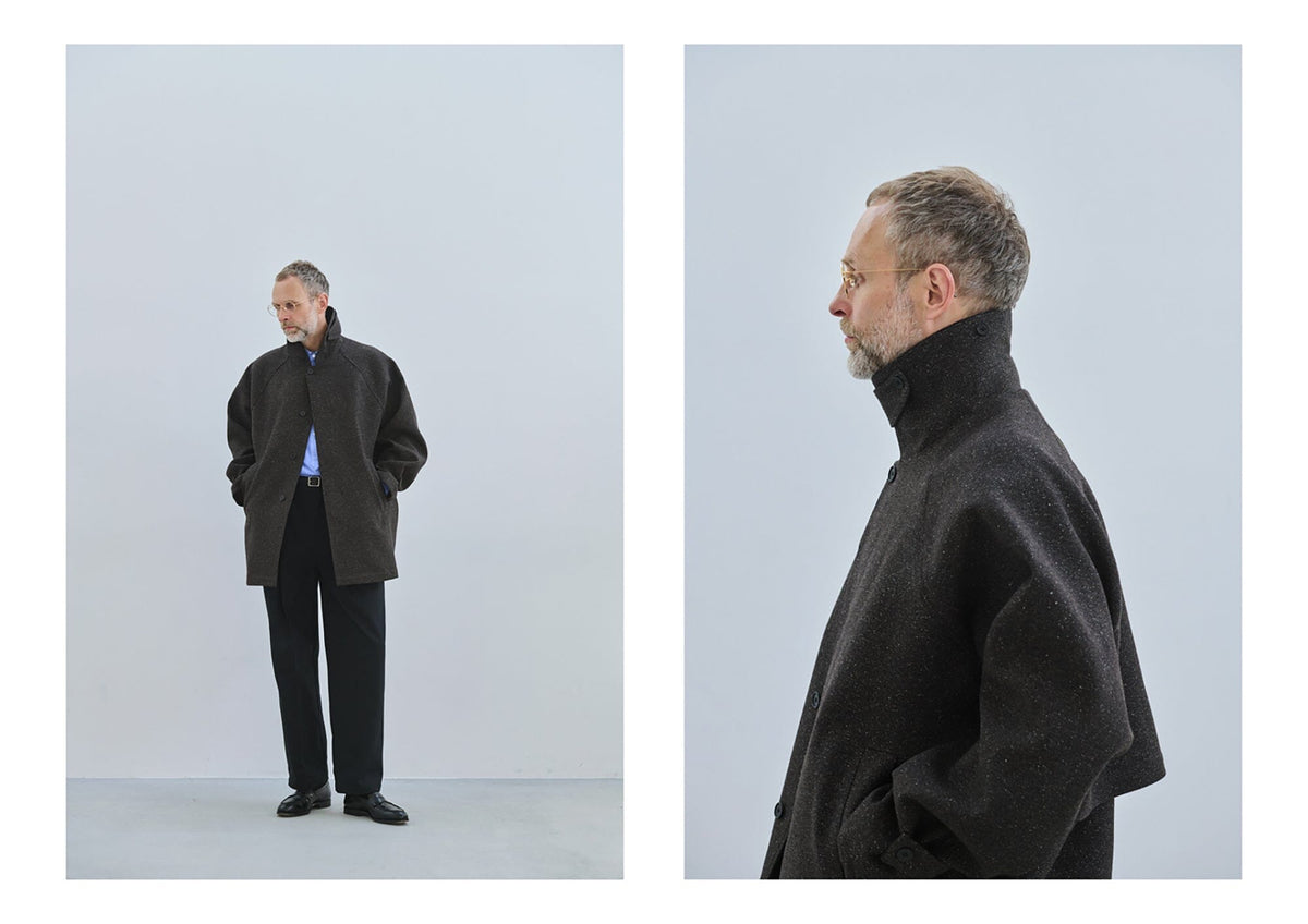 Still By Hand - Silk Mixed Wool Coat - Black Jakke STILL BY HAND 