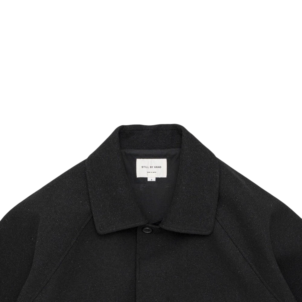 Still By Hand - Silk Mixed Wool Coat - Black Jakke STILL BY HAND 