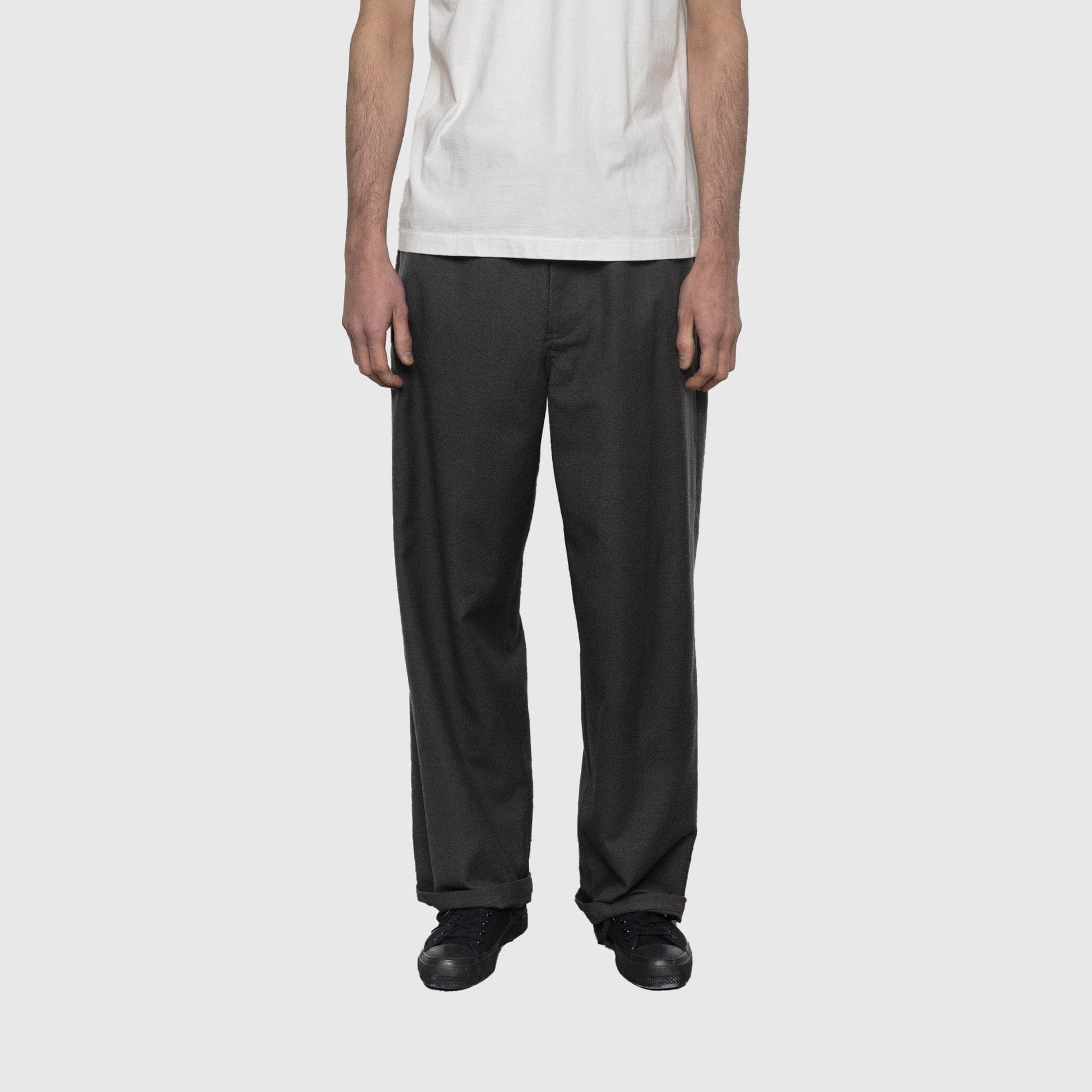 Still by Hand Wool Mix Easy Pants - Charcoal – Dapper