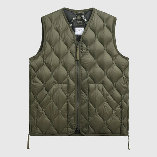 Taion Military V-Neck W-Zip Vest - Olive Outerwear Taion 