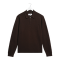 Wax London - Maley L/S Zip Polo Milano Knit - Dark Brown Genser Wax London 