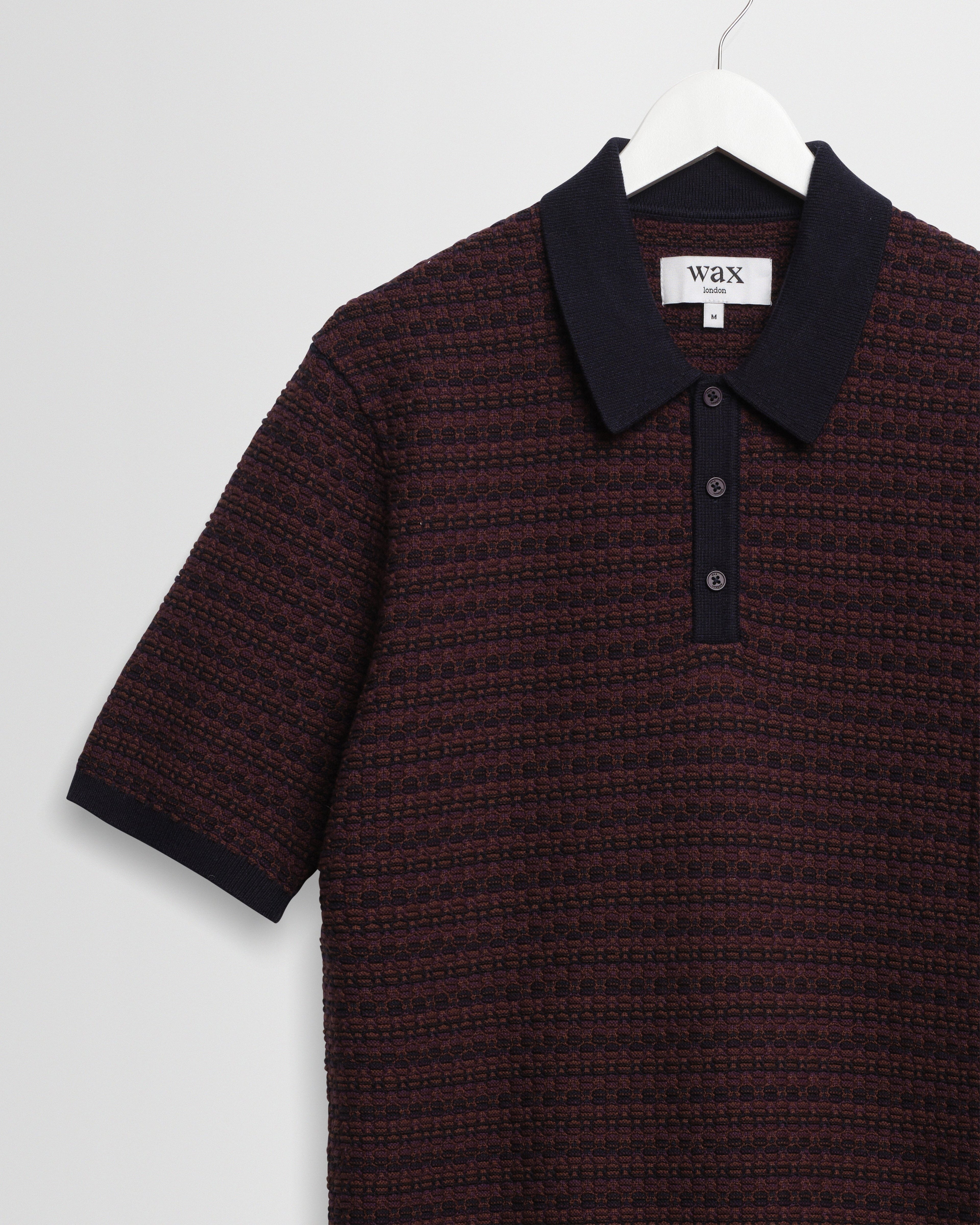 Wax London - Naples Ss Polo Mini Geo - Brown / Navy T-skjorte Wax London 