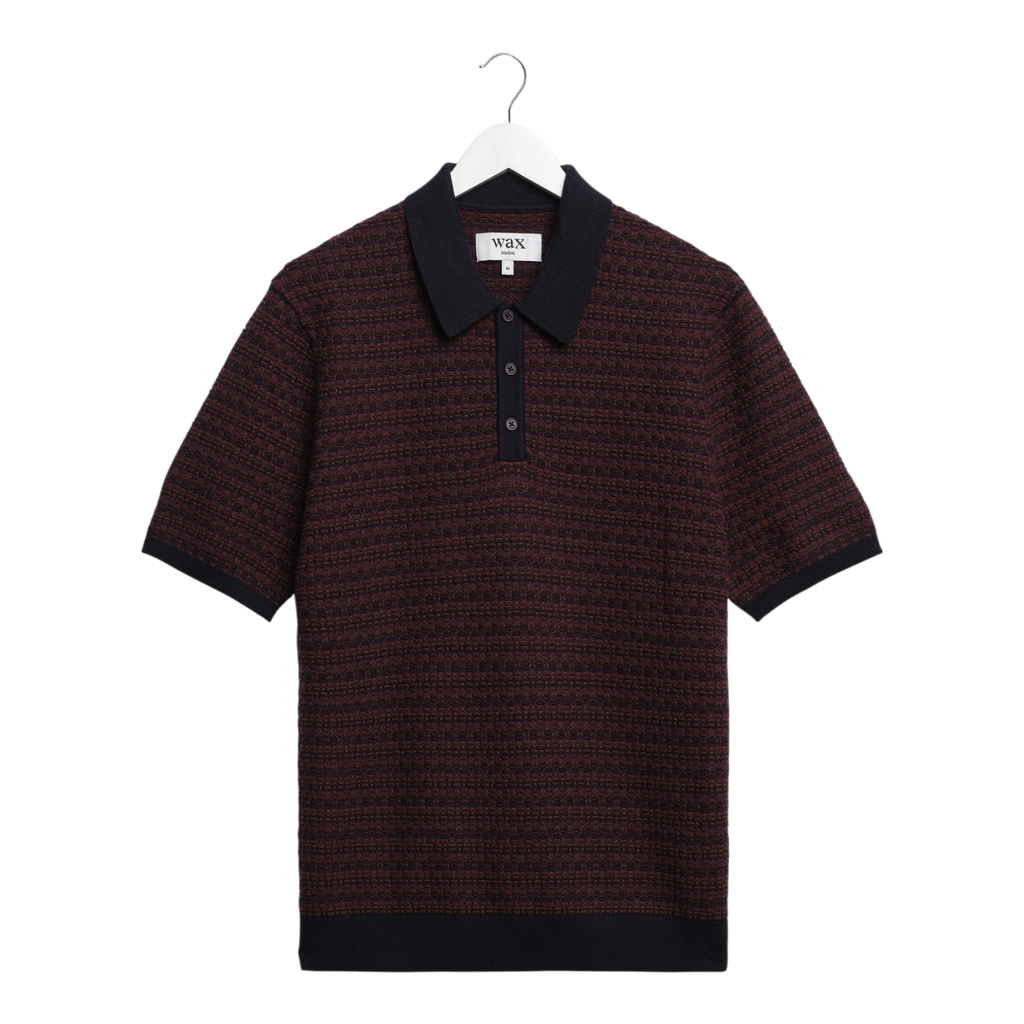 Wax London - Naples Ss Polo Mini Geo - Brown / Navy T-skjorte Wax London 