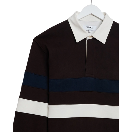 Wax London - Rowhill Rugby Loopback - Brown / Navy Genser Wax London 