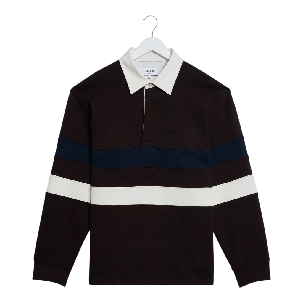 Wax London - Rowhill Rugby Loopback - Brown / Navy Genser Wax London 