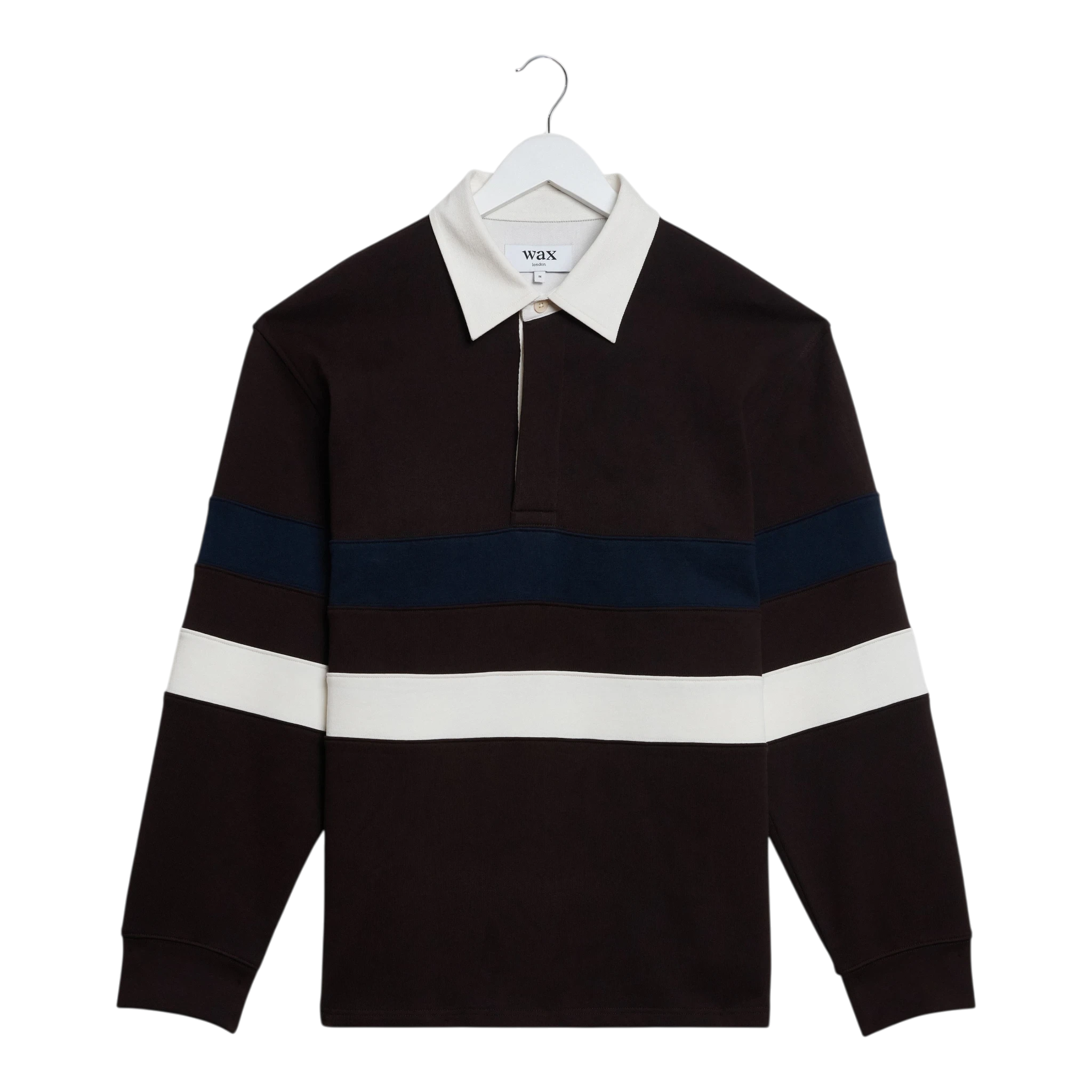 Wax London - Rowhill Rugby Loopback - Brown / Navy Genser Wax London 