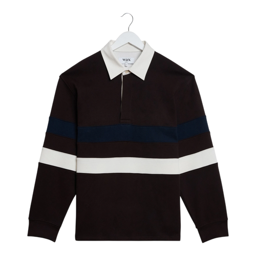 Wax London - Rowhill Rugby Loopback - Brown / Navy Genser Wax London 