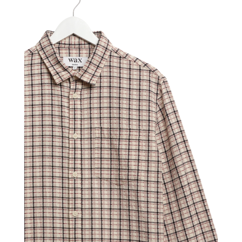 Wax London - Shelly L/S Shirt Dobby Check - Ecru / Red Skjorte Wax London 