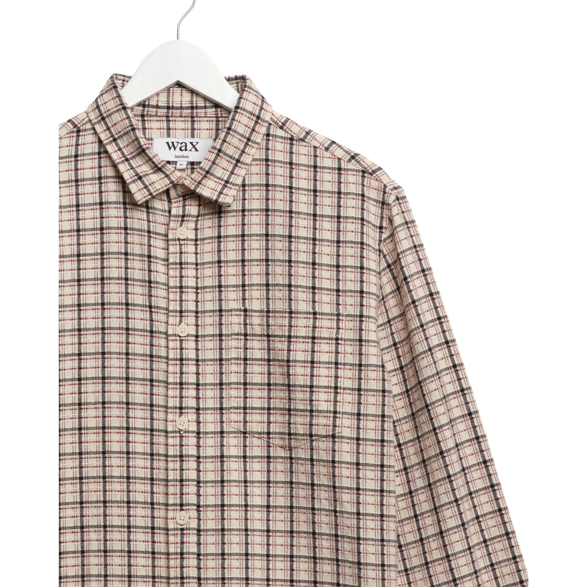 Wax London - Shelly L/S Shirt Dobby Check - Ecru / Red Skjorte Wax London 
