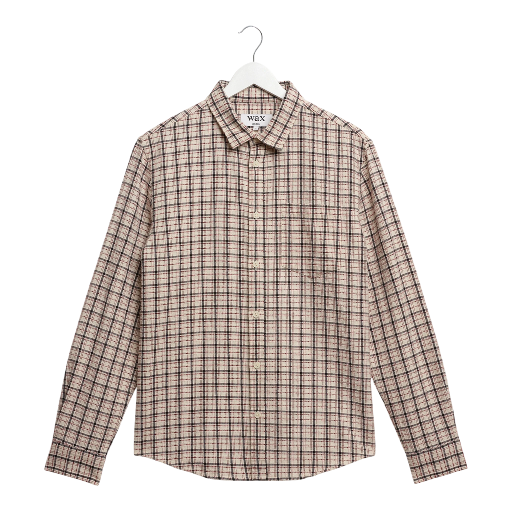 Wax London - Shelly L/S Shirt Dobby Check - Ecru / Red Skjorte Wax London 