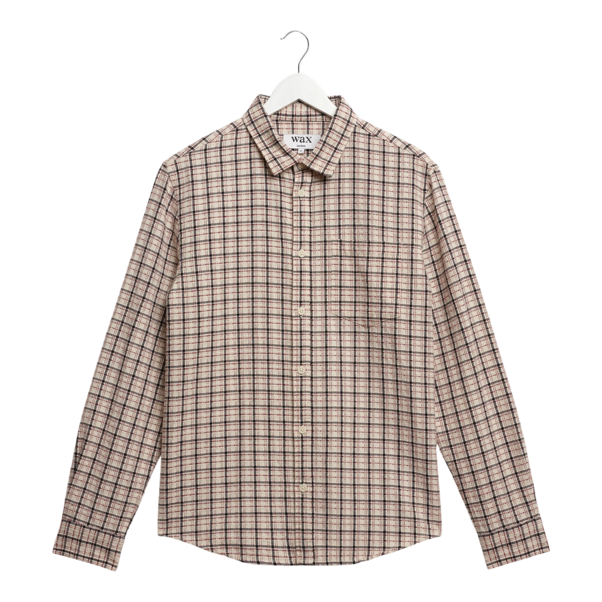 Wax London - Shelly L/S Shirt Dobby Check - Ecru / Red Skjorte Wax London 