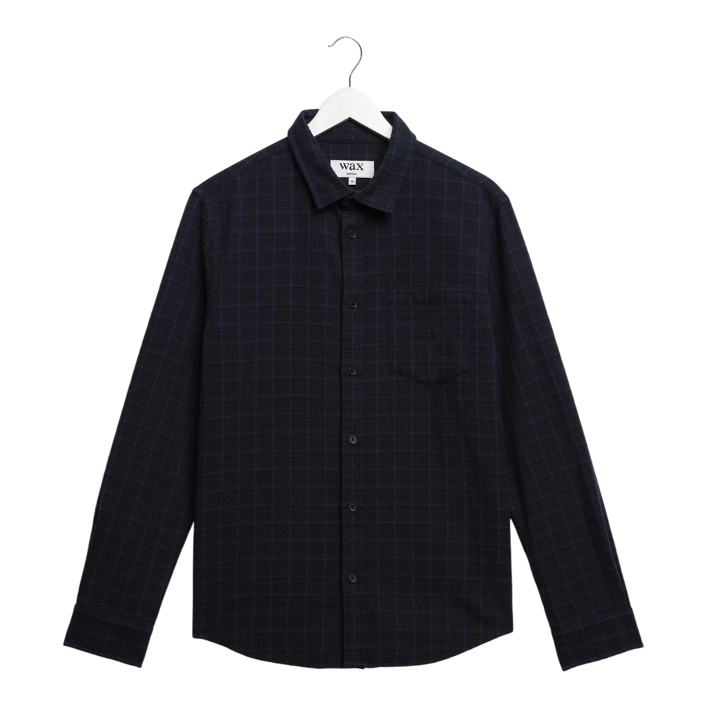 Wax London - Shelly L/S Shirt Dobby Check - Navy / Black Skjorte Wax London 