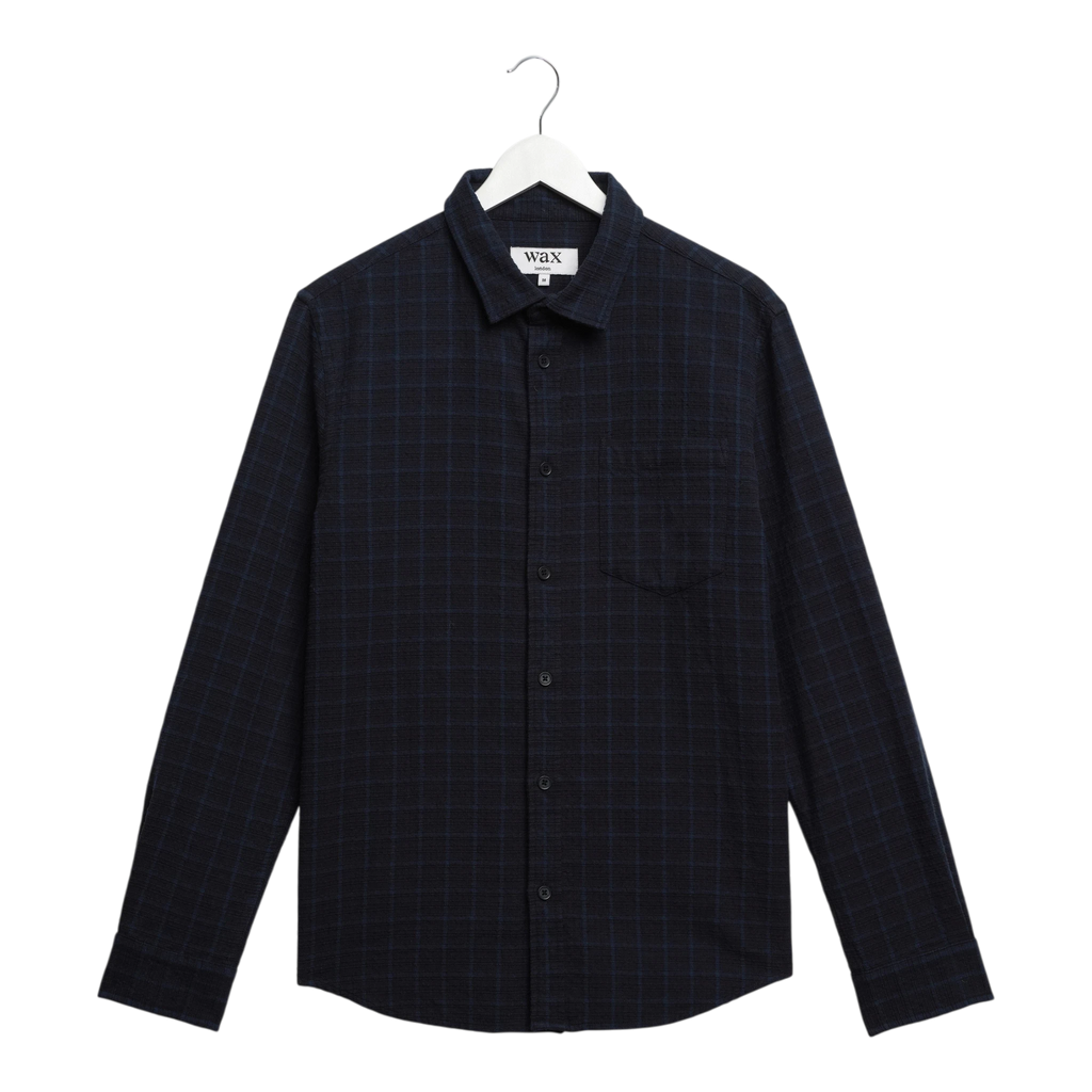 Wax London - Shelly L/S Shirt Dobby Check - Navy / Black Skjorte Wax London 