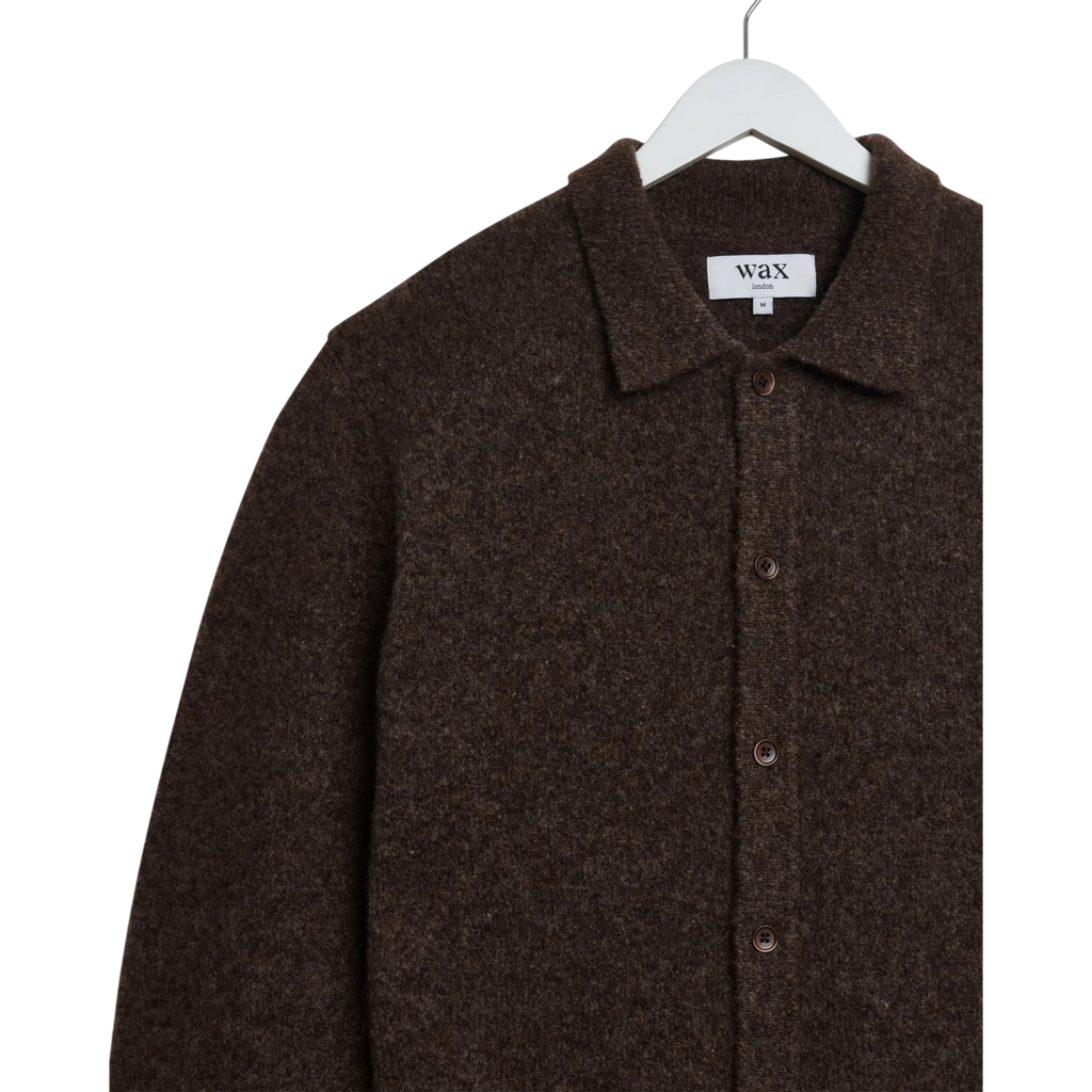 Wax London - Tristan L/S Polo Rib Check - Brown Genser Wax London 