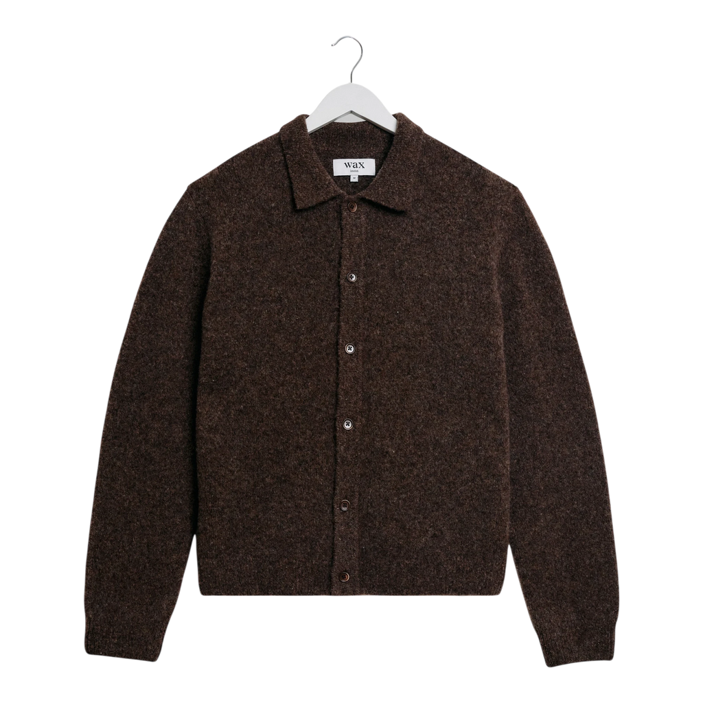 Wax London - Tristan L/S Polo Rib Check - Brown Genser Wax London 