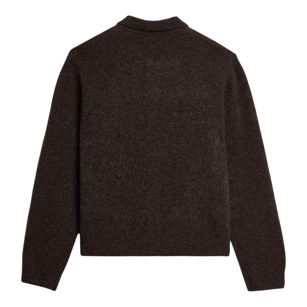 Wax London - Tristan L/S Polo Rib Check - Brown Genser Wax London 