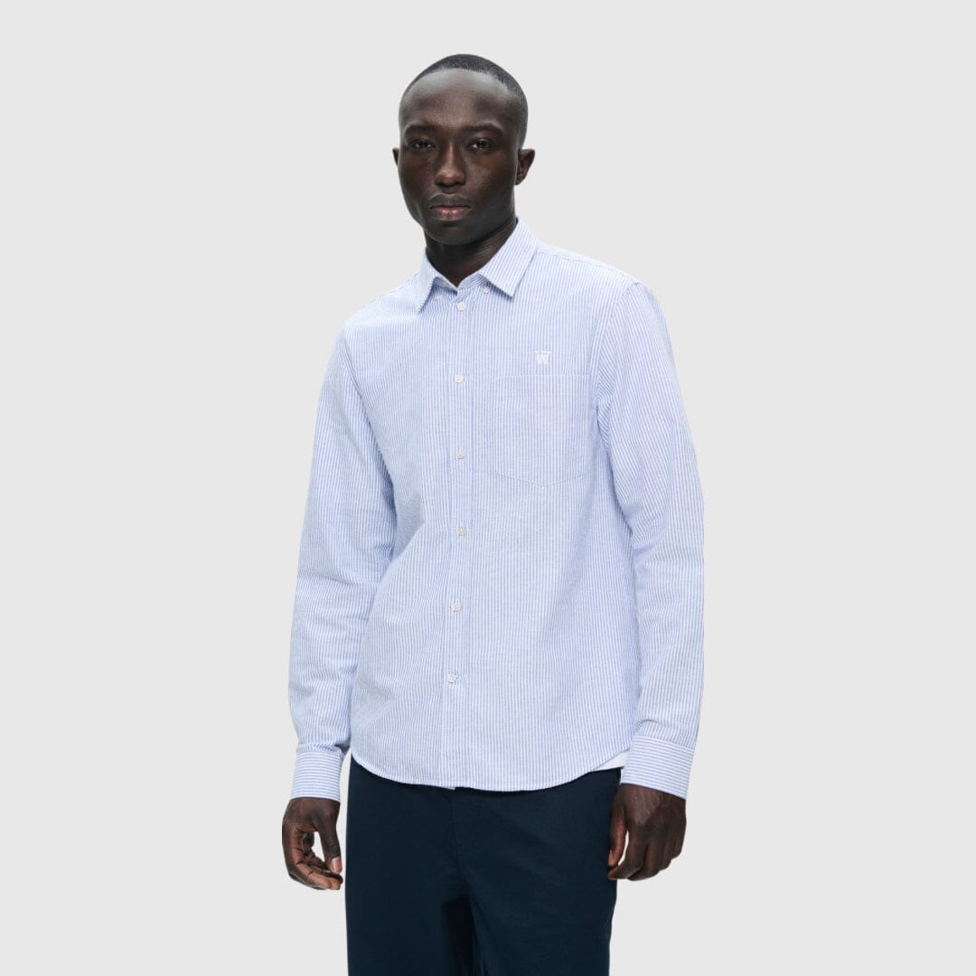Wood Wood AA Adam Shirt - Blue + White Stripe Shirt Wood Wood 