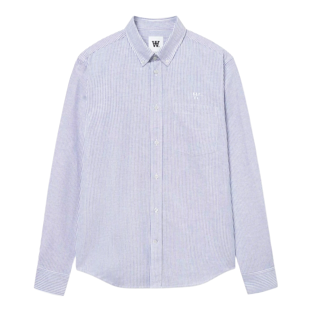Wood Wood Adam Shirt - Blue + White Stripe Shirt Wood Wood 