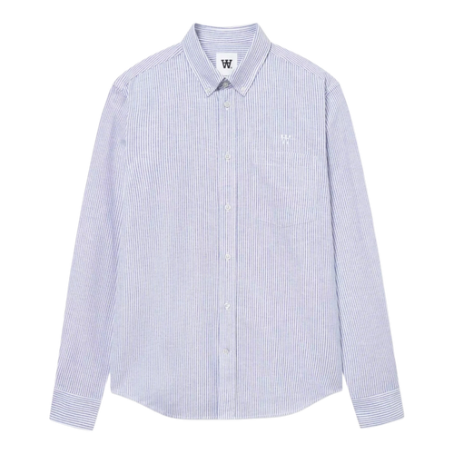 Wood Wood Adam Shirt - Blue + White Stripe Shirt Wood Wood 