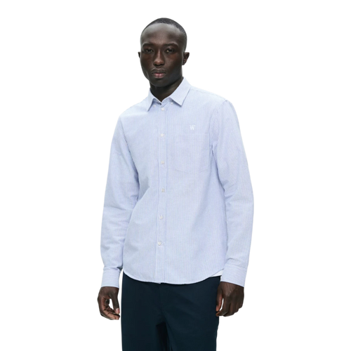Wood Wood Adam Shirt - Blue + White Stripe Shirt Wood Wood 