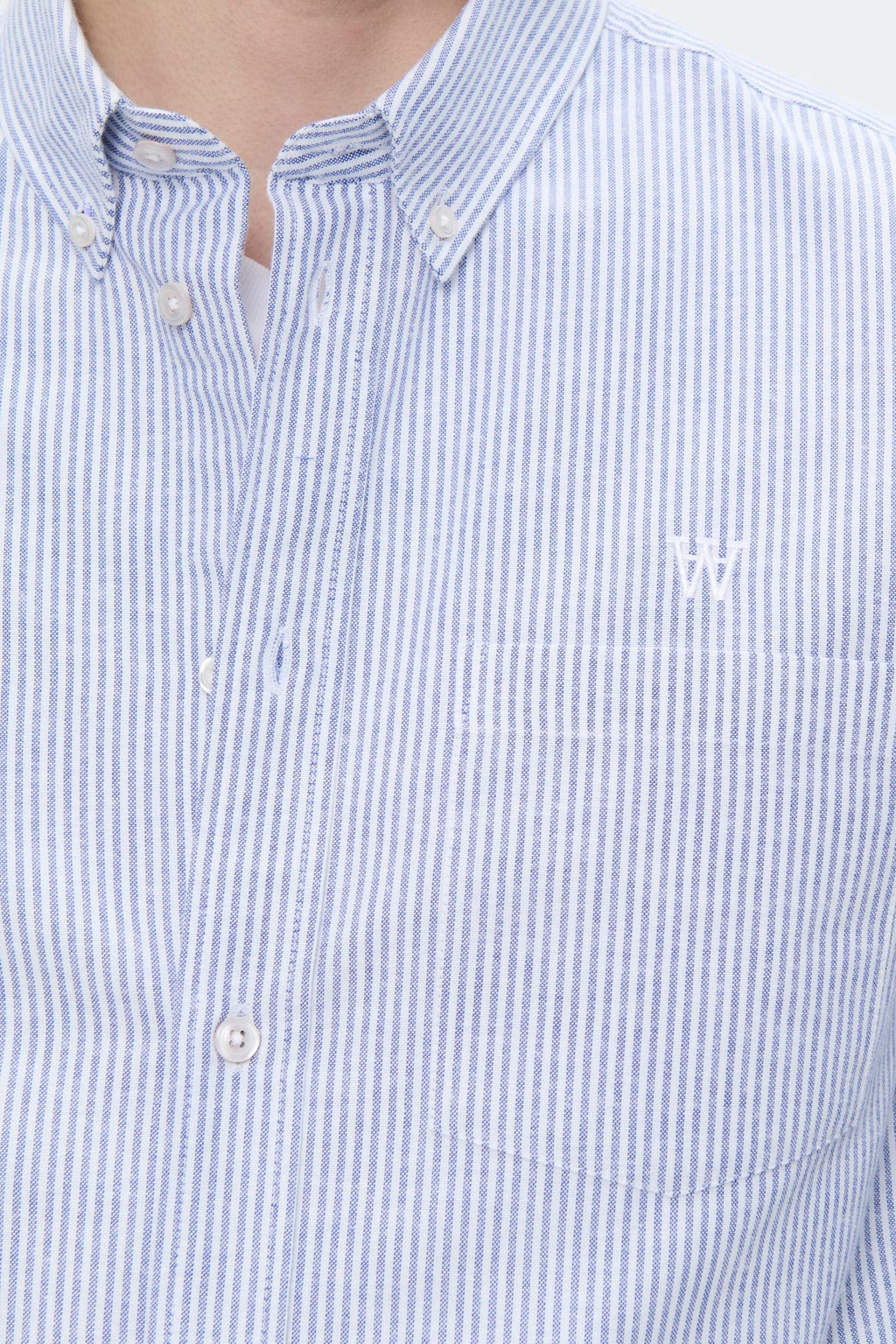 Wood Wood Adam Shirt - Blue + White Stripe Shirt Wood Wood 