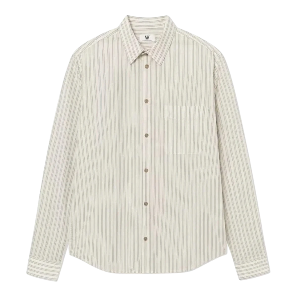 Wood Wood - Adrian Shirt 25444 - Silver Birch Stripe Skjorte Wood Wood 
