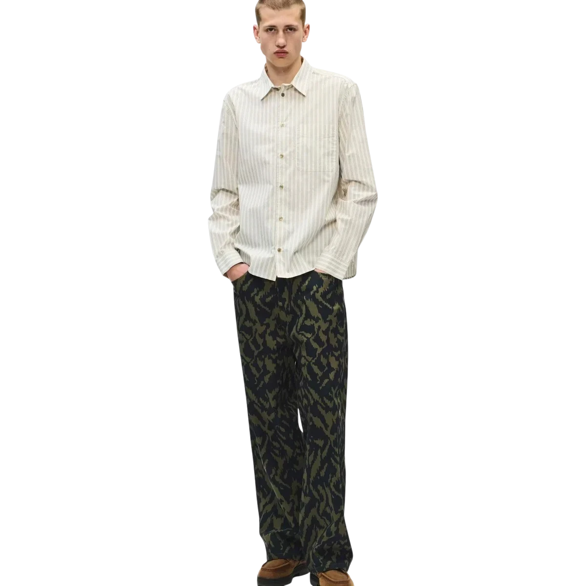 Wood Wood - Adrian Shirt 25444 - Silver Birch Stripe Skjorte Wood Wood 