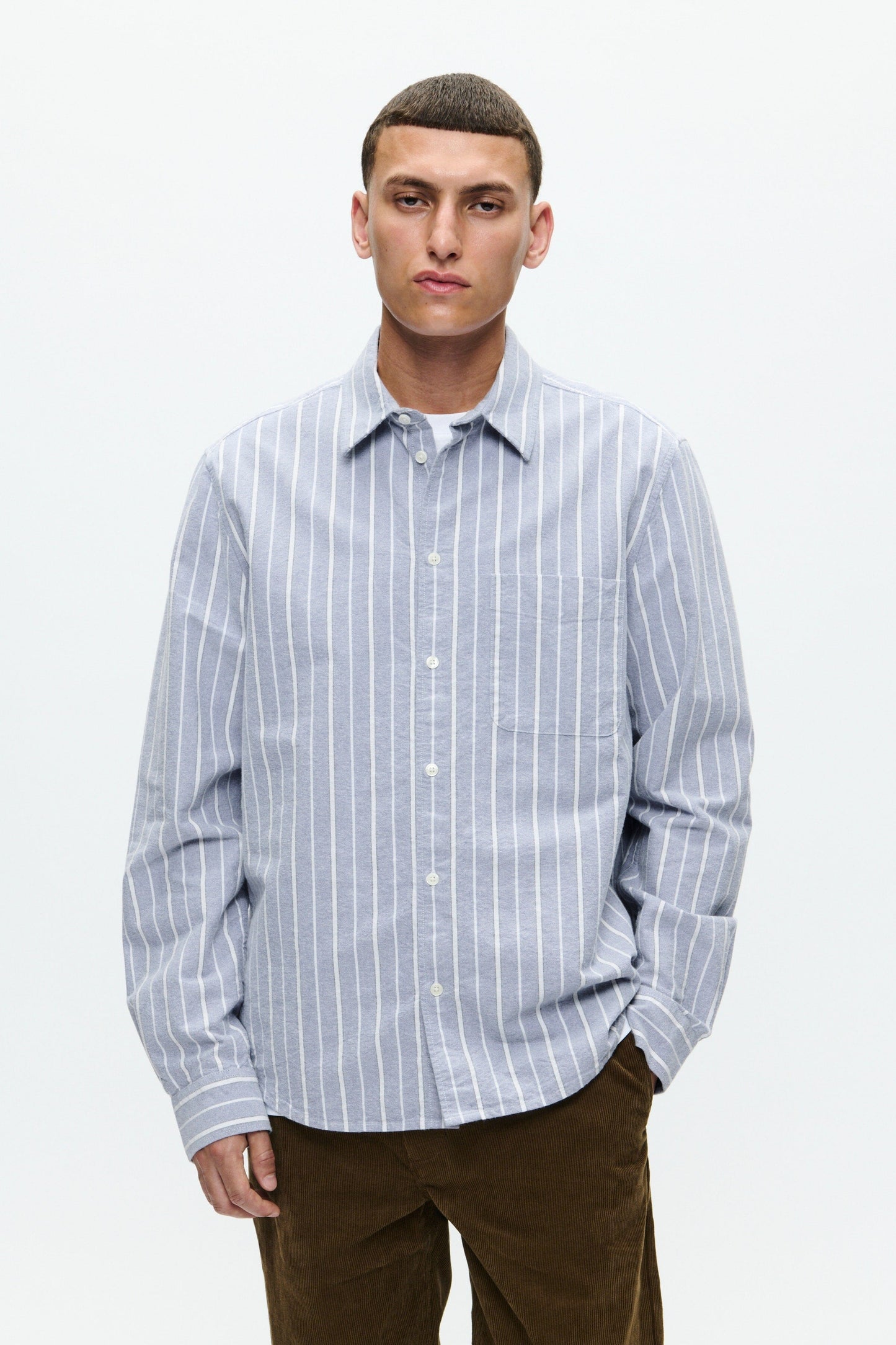 Wood Wood Adrian Shirt - Blue Stripe Shirt Wood Wood 