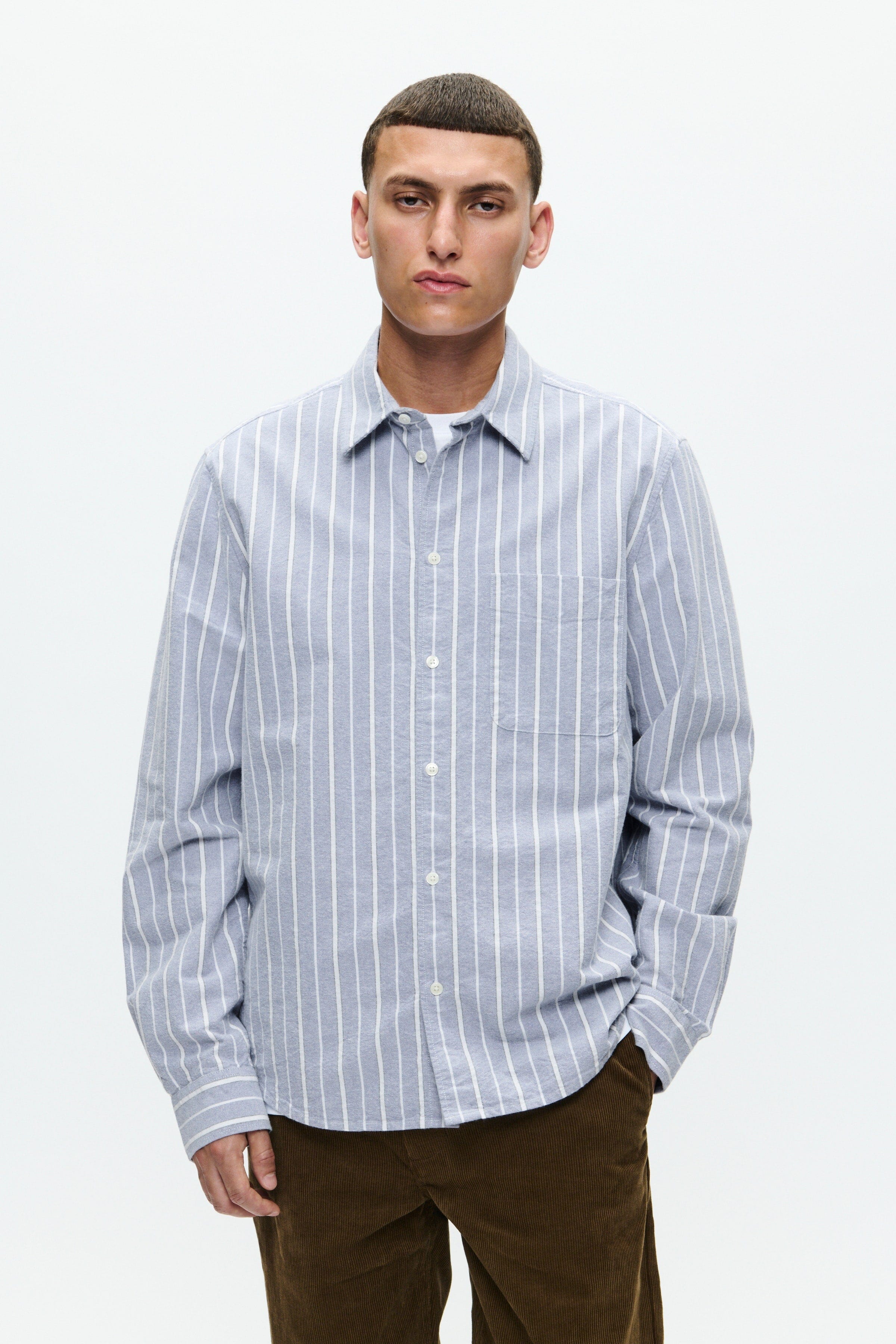 Wood Wood Adrian Shirt - Blue Stripe Shirt Wood Wood 