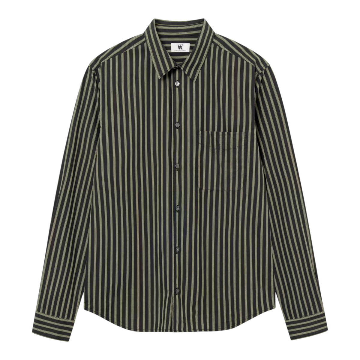 Wood Wood - Adrian Shirt - Going Green Stripe Skjorte Wood Wood 