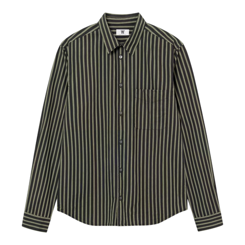 Wood Wood - Adrian Shirt - Going Green Stripe Skjorte Wood Wood 