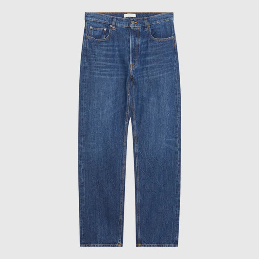Wood Wood Al Rigid Denim Straight Fit Jeans - Worn Blue Pants Wood Wood 