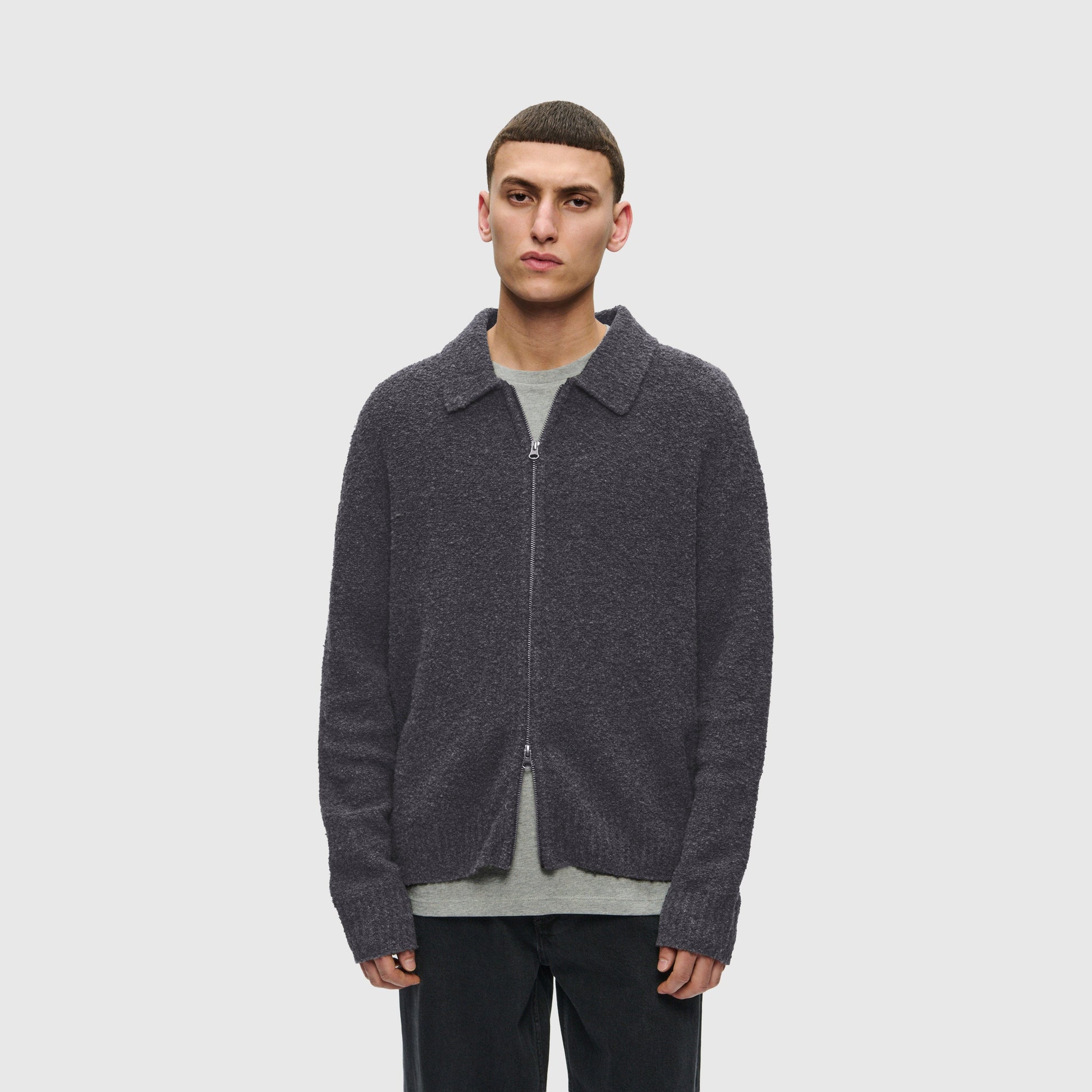 Wood Wood Andy Cardigan - Black Sand Knitwear Wood Wood 