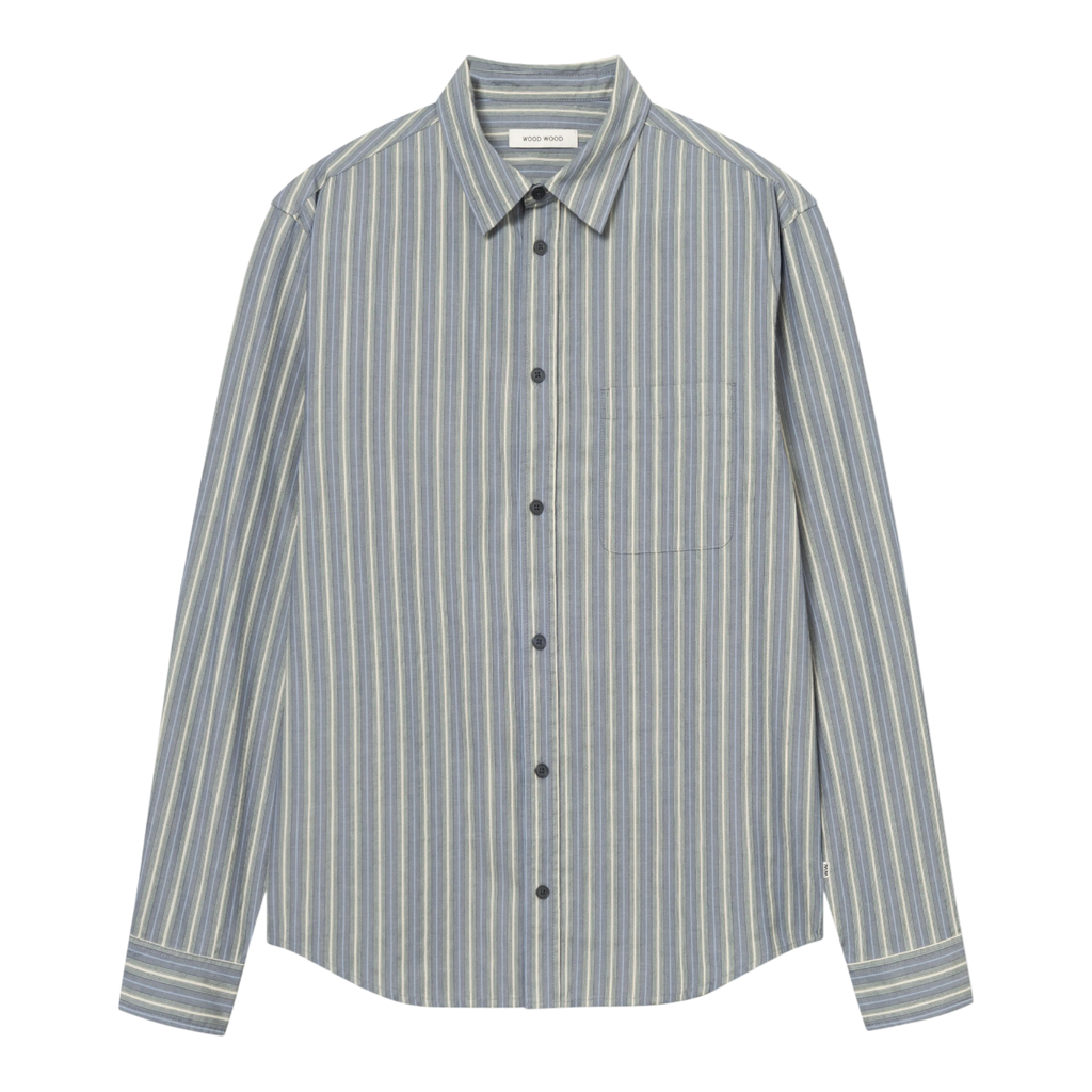 Wood Wood Carter Shirt - Vintage Blue Stripe Shirt Wood Wood 