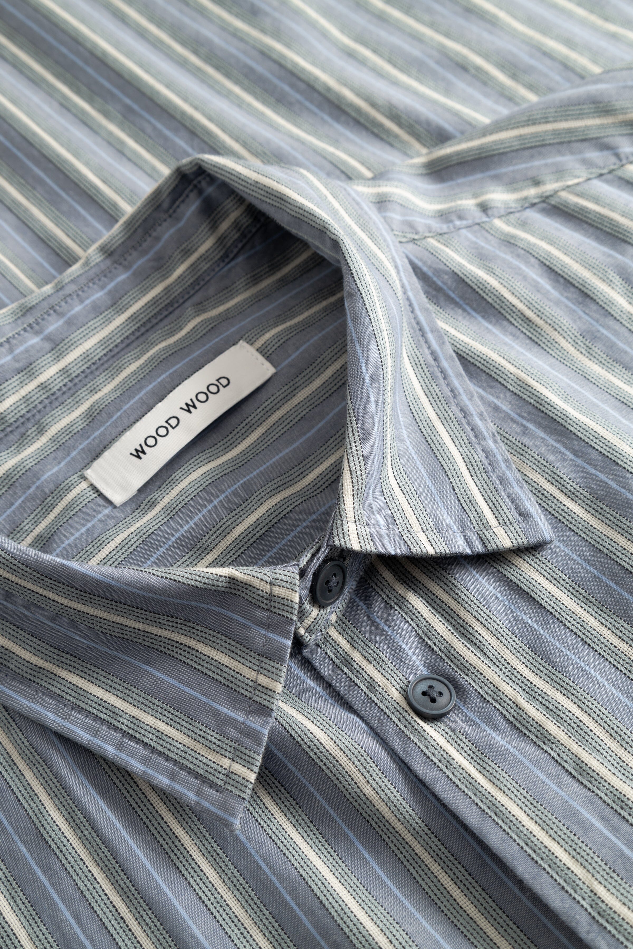 Wood Wood Carter Shirt - Vintage Blue Stripe Shirt Wood Wood 