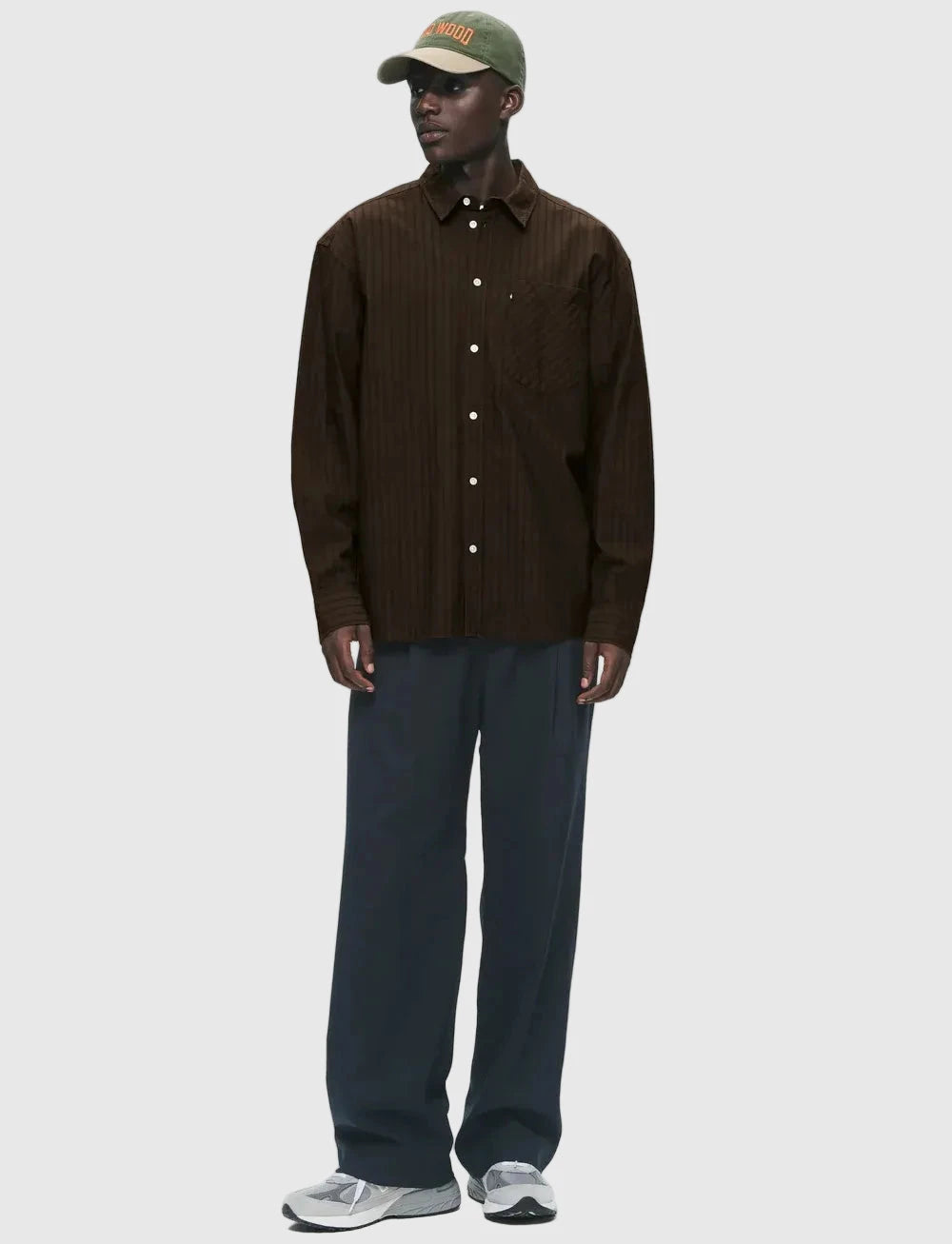 Wood Wood Double A Day Striped Shirt - Brown Stripes Shirt Wood Wood 