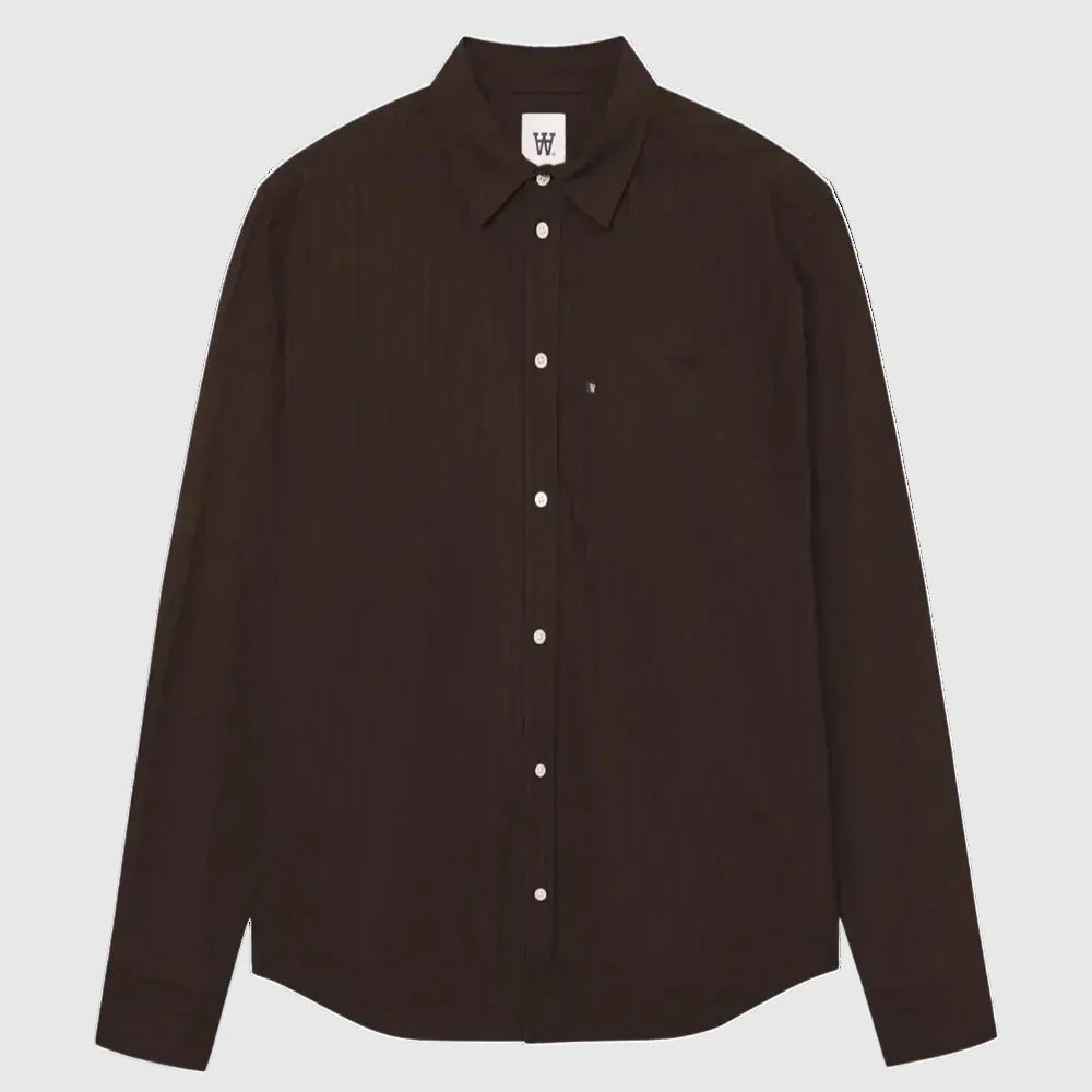 Wood Wood Double A Day Striped Shirt - Brown Stripes Shirt Wood Wood 