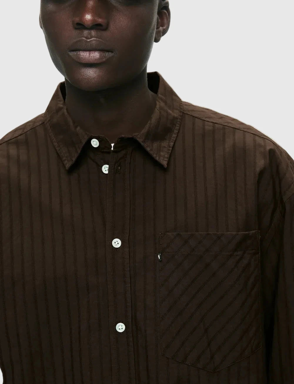 Wood Wood Double A Day Striped Shirt - Brown Stripes Shirt Wood Wood 