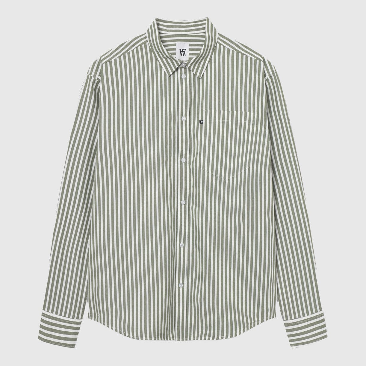 Wood Wood Double A Day Striped Shirt - Off-White/Green Stripes Shirt Wood Wood 